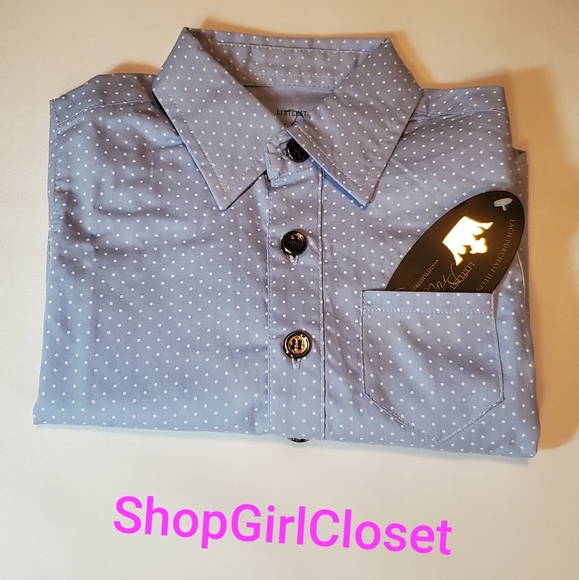 Littlest Prince Couture Blue w/White dots 12M